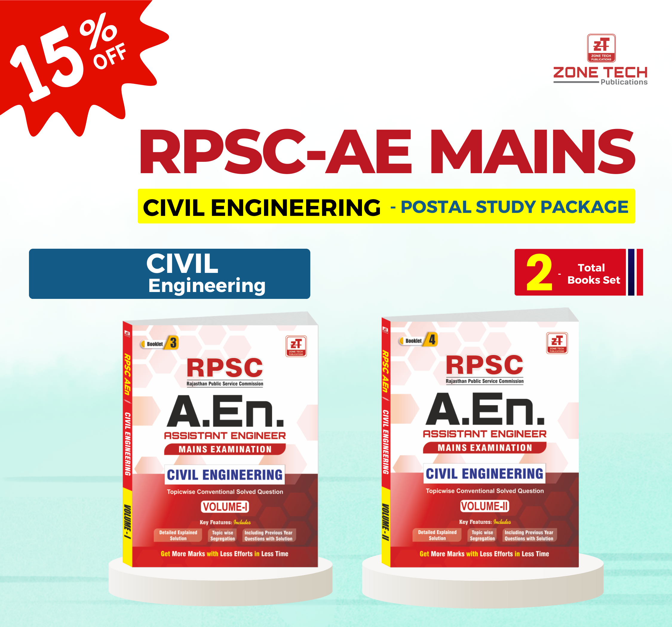 RPSC AE Mains : Technical Solved Questions Books Postal Study Package (02 Books)